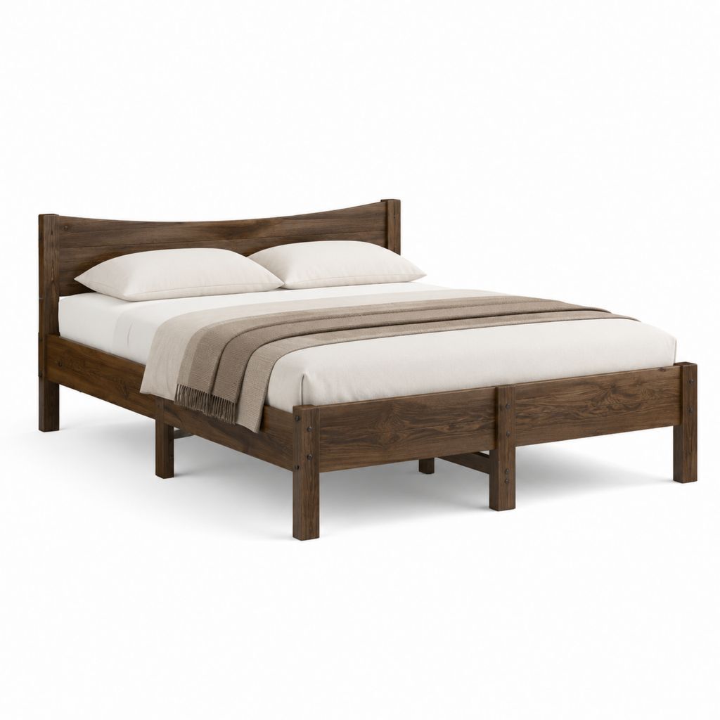 Doppelbett Bettgestell dunkelbraun Massivholz rechteckig für Matratze 180 x 200 cm
