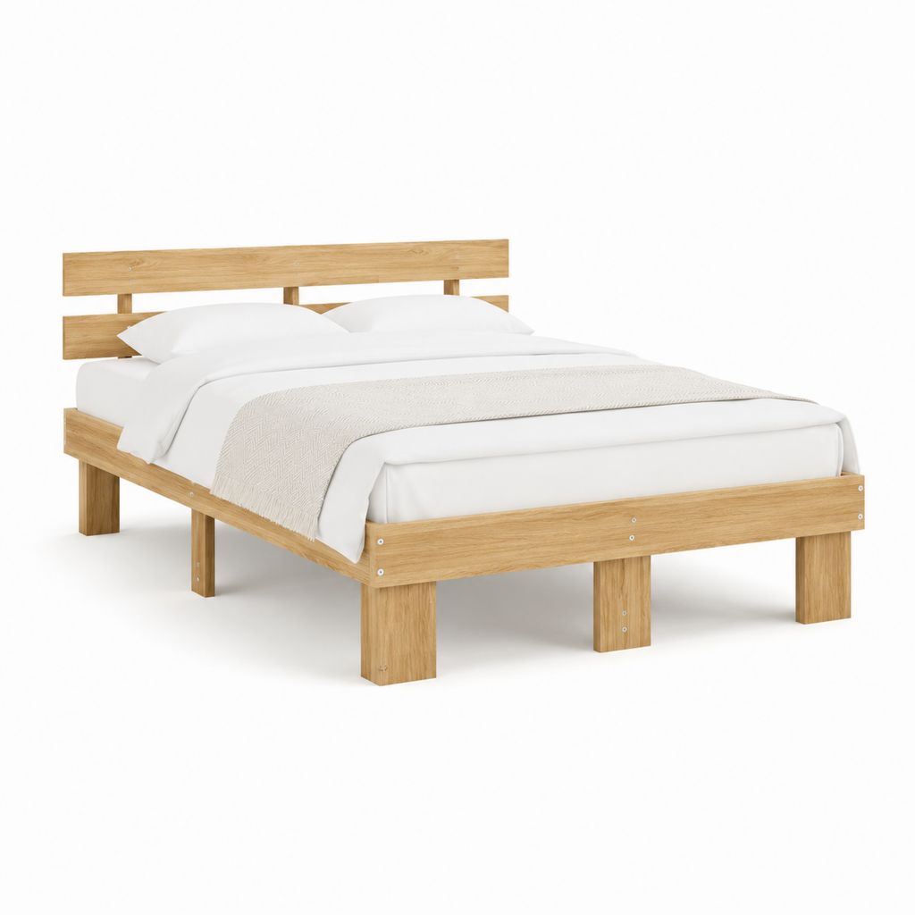 Doppelbett Bettgestell Natur Kiefernholz massiv rechteckig 160 x 200 cm