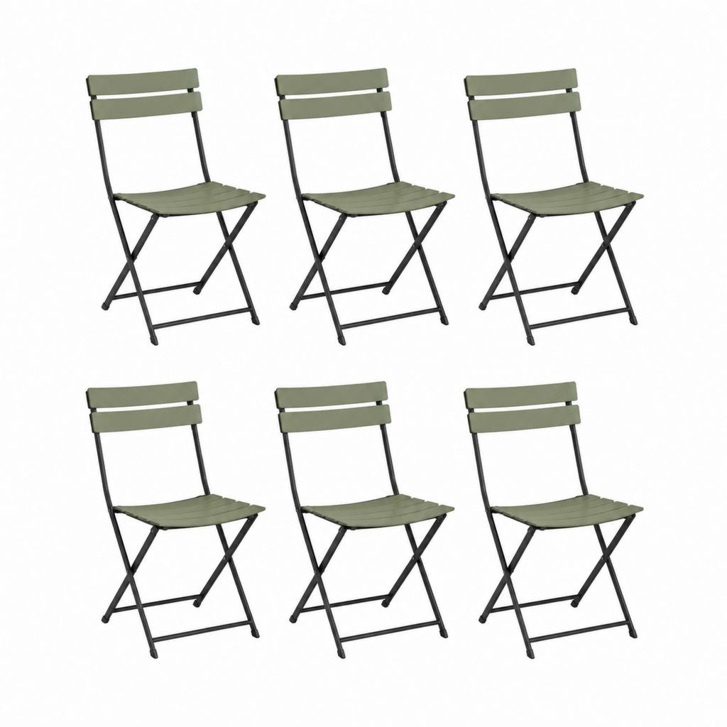 6er Set Garten Klappstühle Olivgrün Stahl 42 x 46 x 82 cm