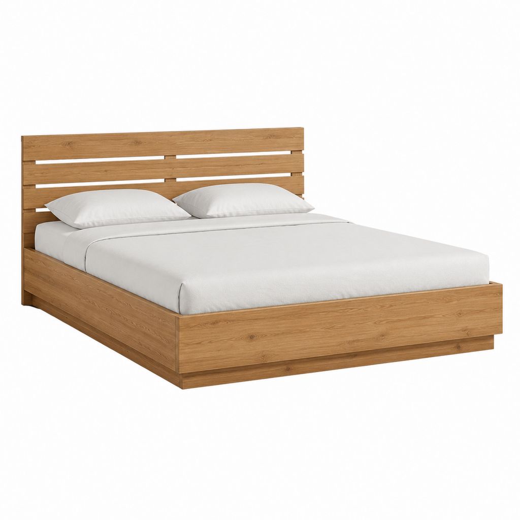 Doppelbett Bettgestell Eichefarben Holzwerkstoff Rechteckig 180 x 200 cm