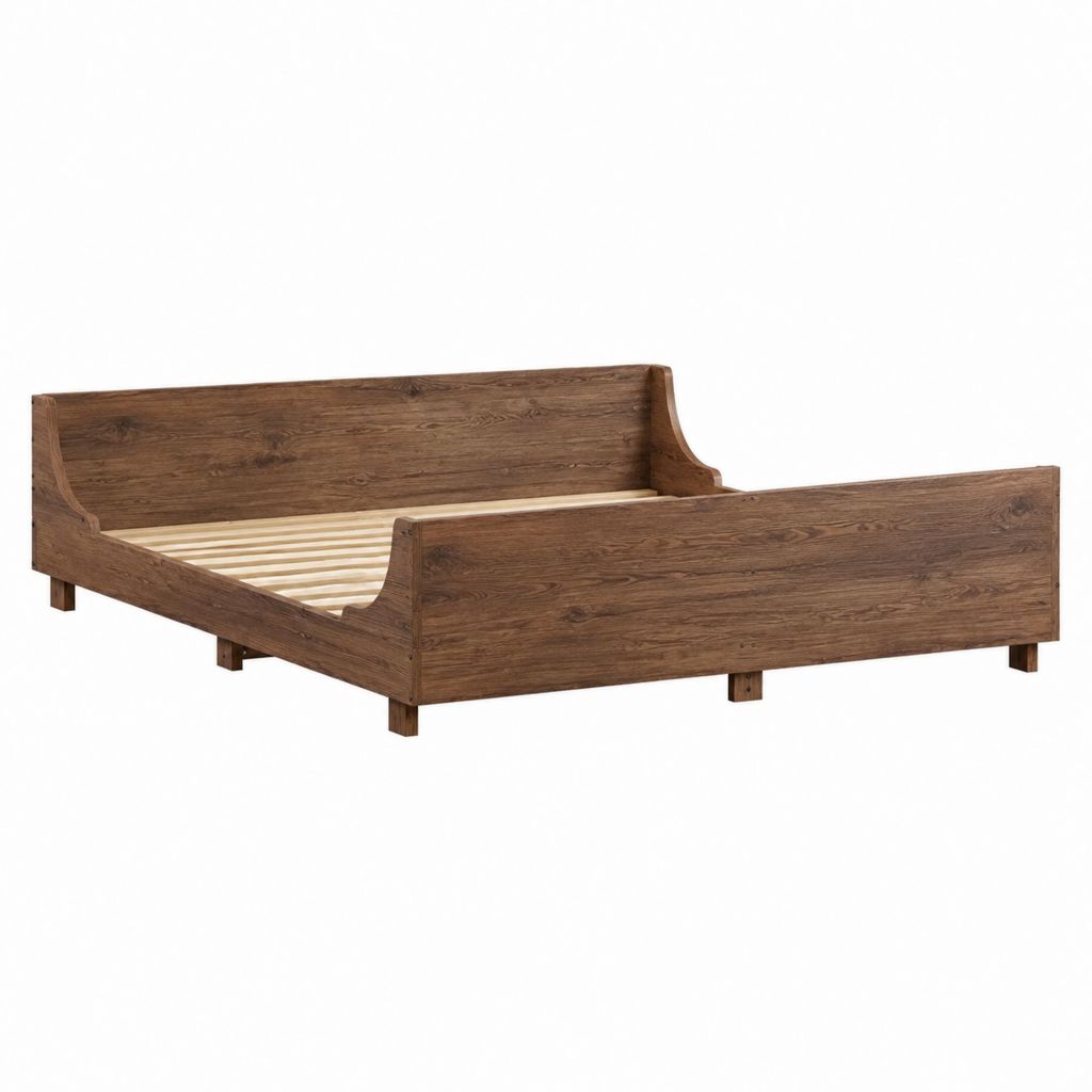 Doppelbett Bettgestell Braun MDF mit Eichenholzdekor 180 x 200 cm Außenmaß 208 x 188 x 100 cm