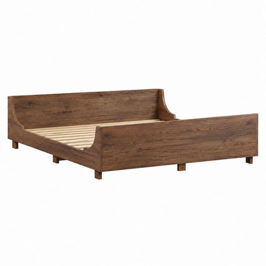 Doppelbett Bettgestell Braun MDF mit Eichenholzdekor 180 x 200 cm Außenmaß 208 x 188 x 100 cm