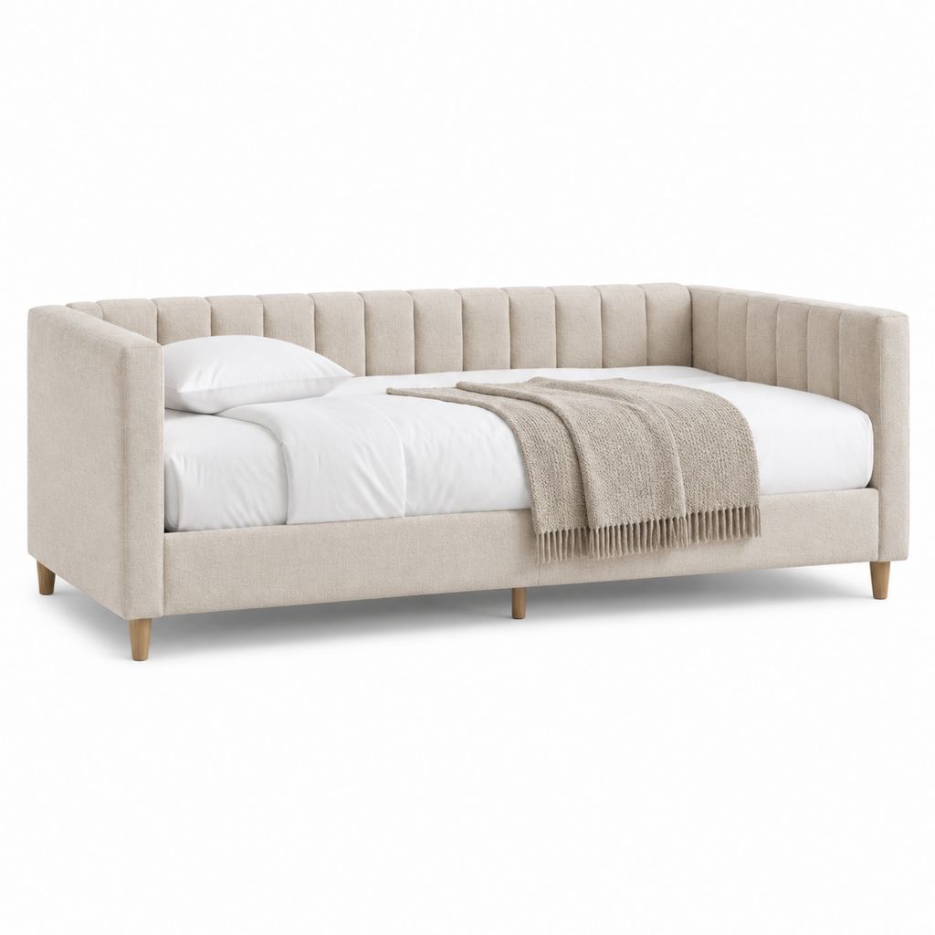 Tagesbett Polsterbett Beige Polyester Rechteckig 90 x 200 cm