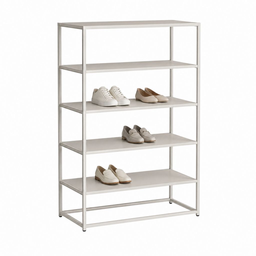 Schuhregal mit 5 Ablagen Grau pulverbeschichteter Stahl rechteckig 80 x 30 x 160 cm