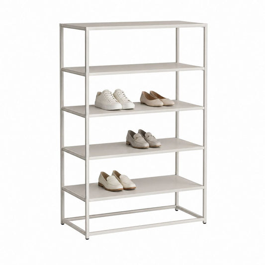 Schuhregal mit 5 Ablagen Grau pulverbeschichteter Stahl rechteckig 80 x 30 x 160 cm