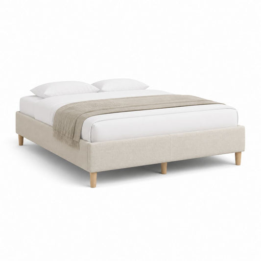 Polsterbett Bettgestell Beige Polyester Rechteckig für Matratze 160 x 200 cm Außenmaß 170 x 214 x 35 cm