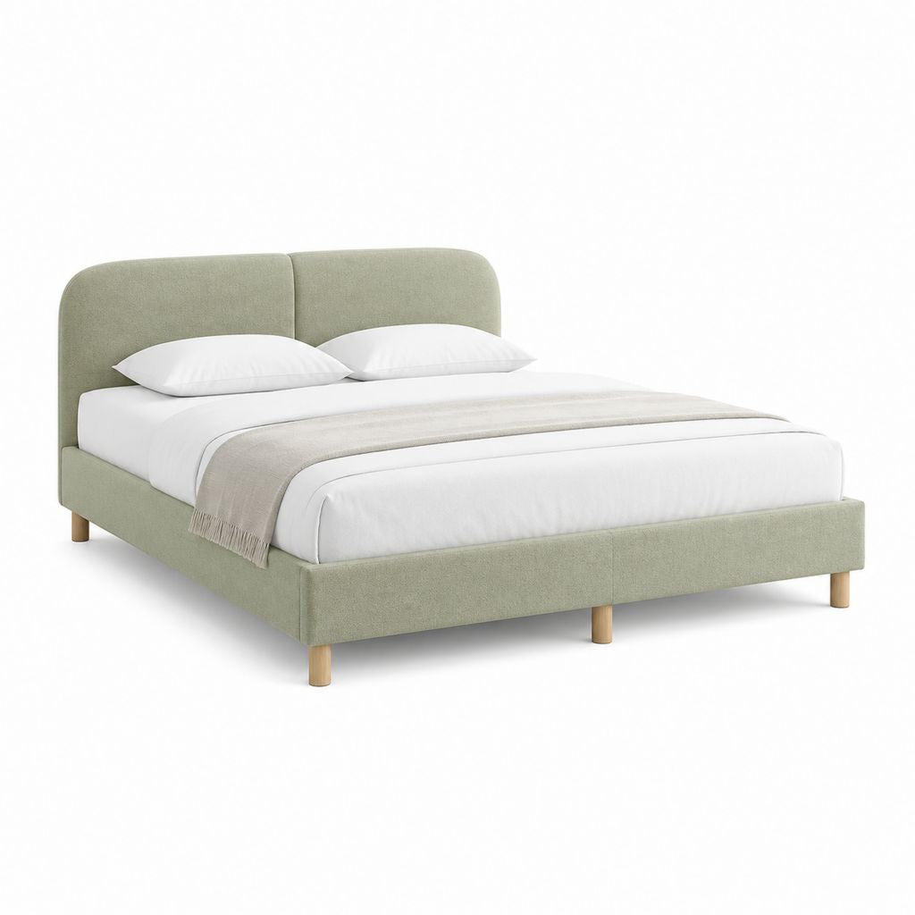 Polsterbett Doppelbett Salbeigrün Polyester Rechteckig 160 x 200 cm