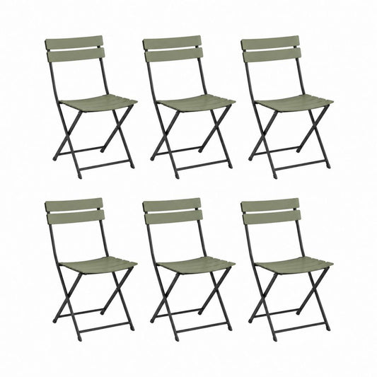 6er Set Garten Klappstühle Olivgrün Stahl 42 x 46 x 82 cm